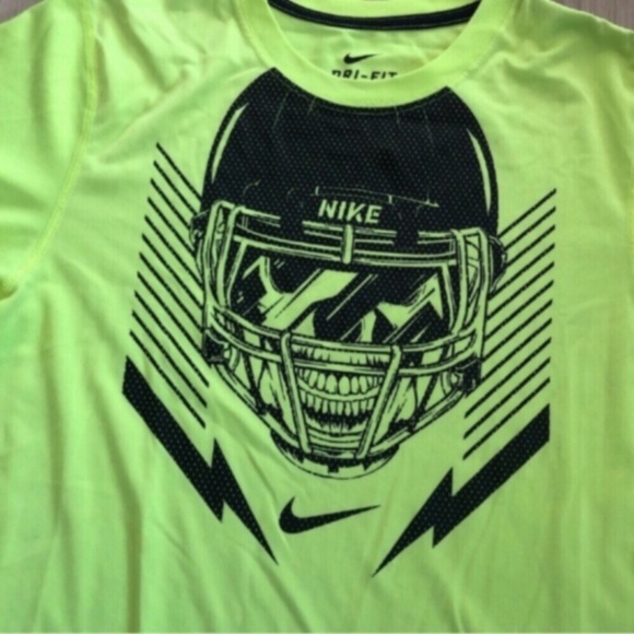 Nike Men's Bright Yellow Graphic Football Skull Tee - Picture 7 of 8